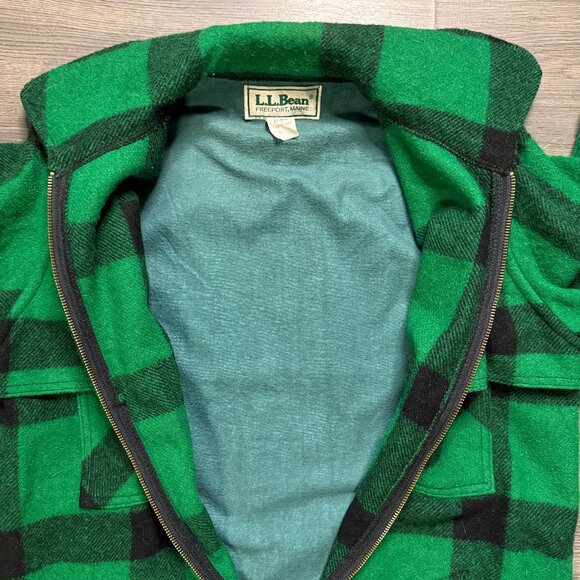 *Vintage L.L. Bean Men's Wool Maine Guide Plaid Jac-Shirt - Green/Black - Picture 3 of 7